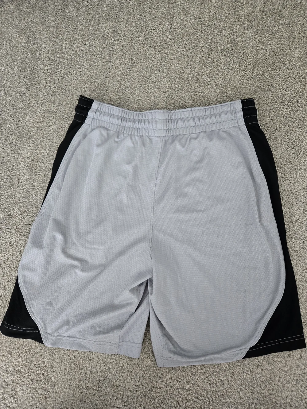 Nike Light Gray Athletic Shorts with Black Side Panels